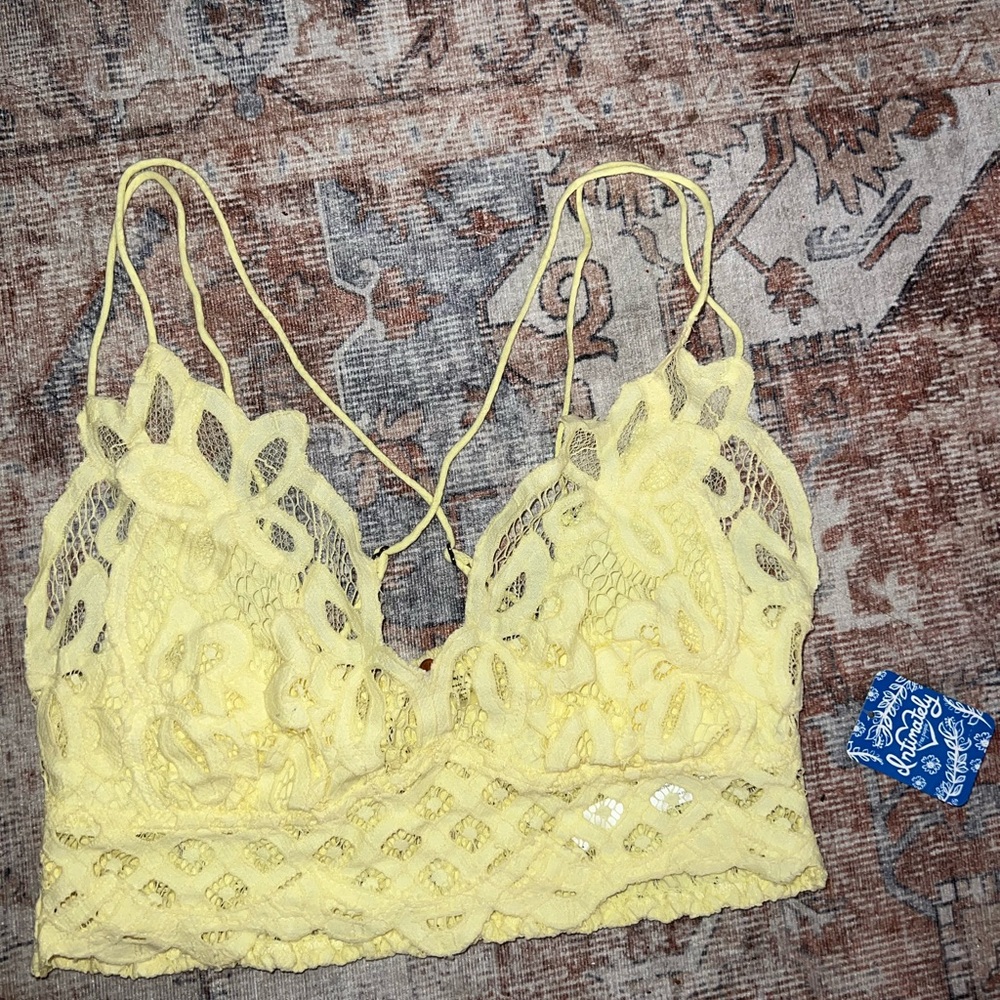 Free People Lace yellow top/ bralette